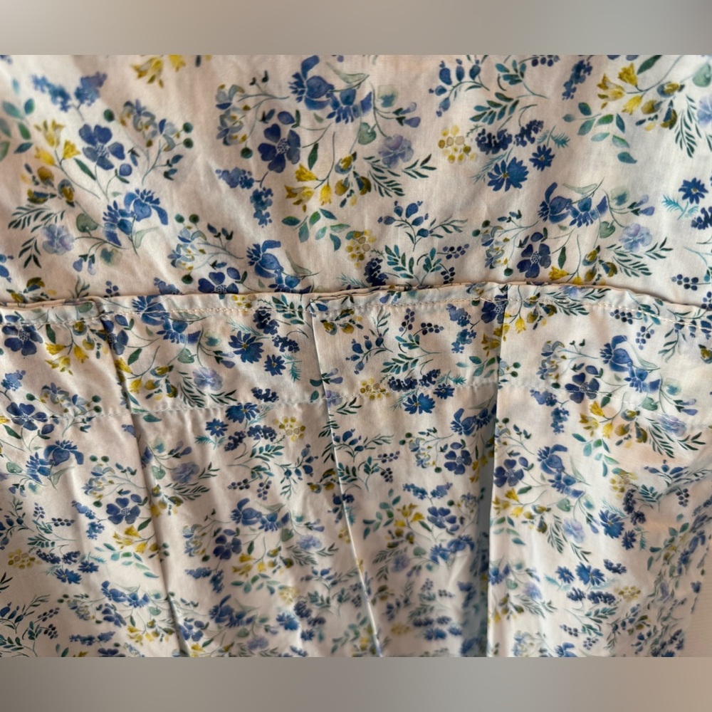 Mona Thalheimer Blue ditzy floral empire waist 100% cotton maxi dress size small - Picture 4 of 16